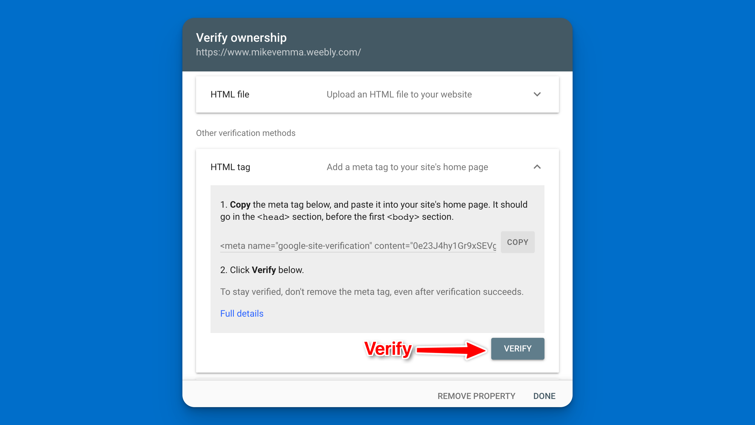 Verifying the changes in Google Search Console