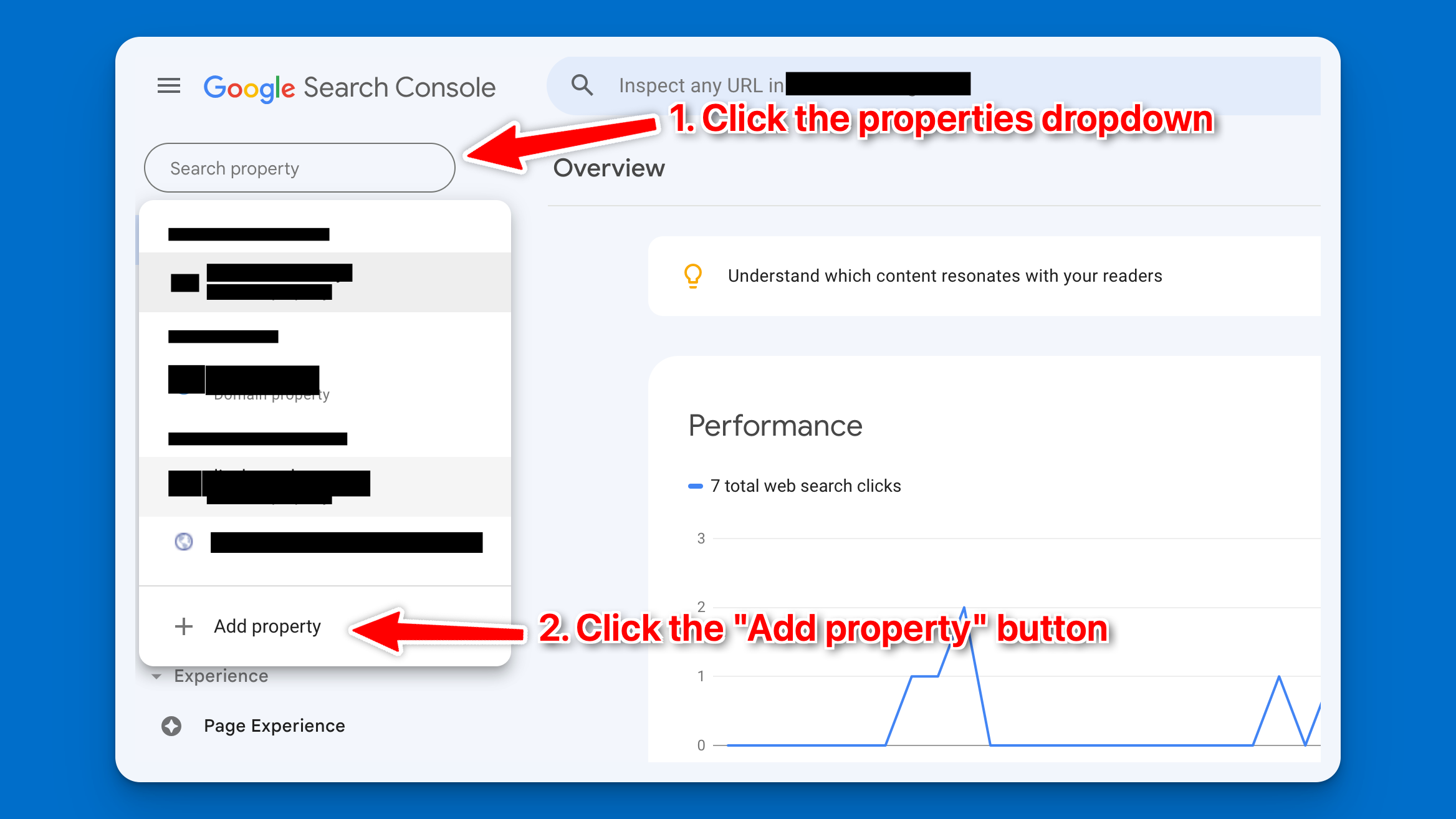 Adding a new property in Google Search Console