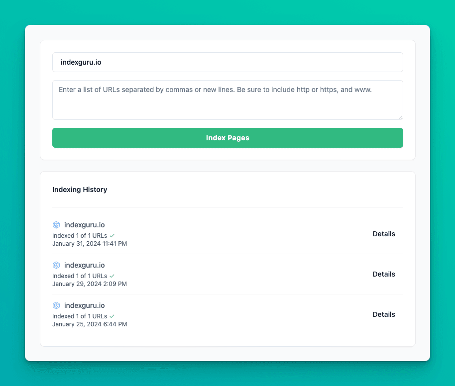 Instant Indexing with Indexguru | Submit Your Page to Google